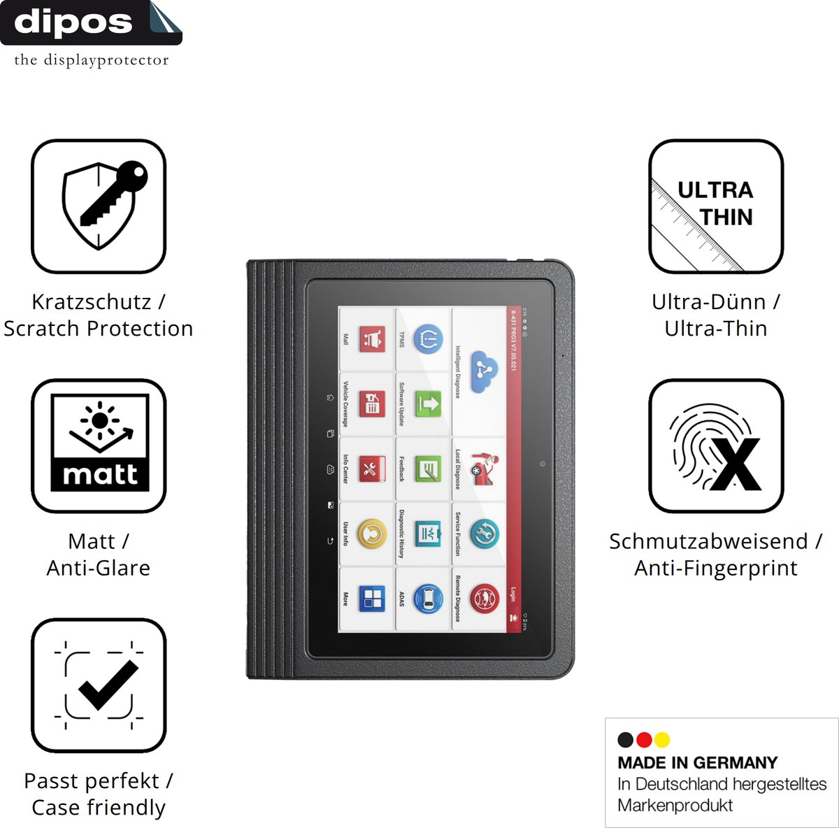 dipos – 2x Matte Beschermfolie geschikt voor Launch X-431 V+ 2026 10.1 | Krasbestendige & antireflecterende Screenprotector Ultra-Thin