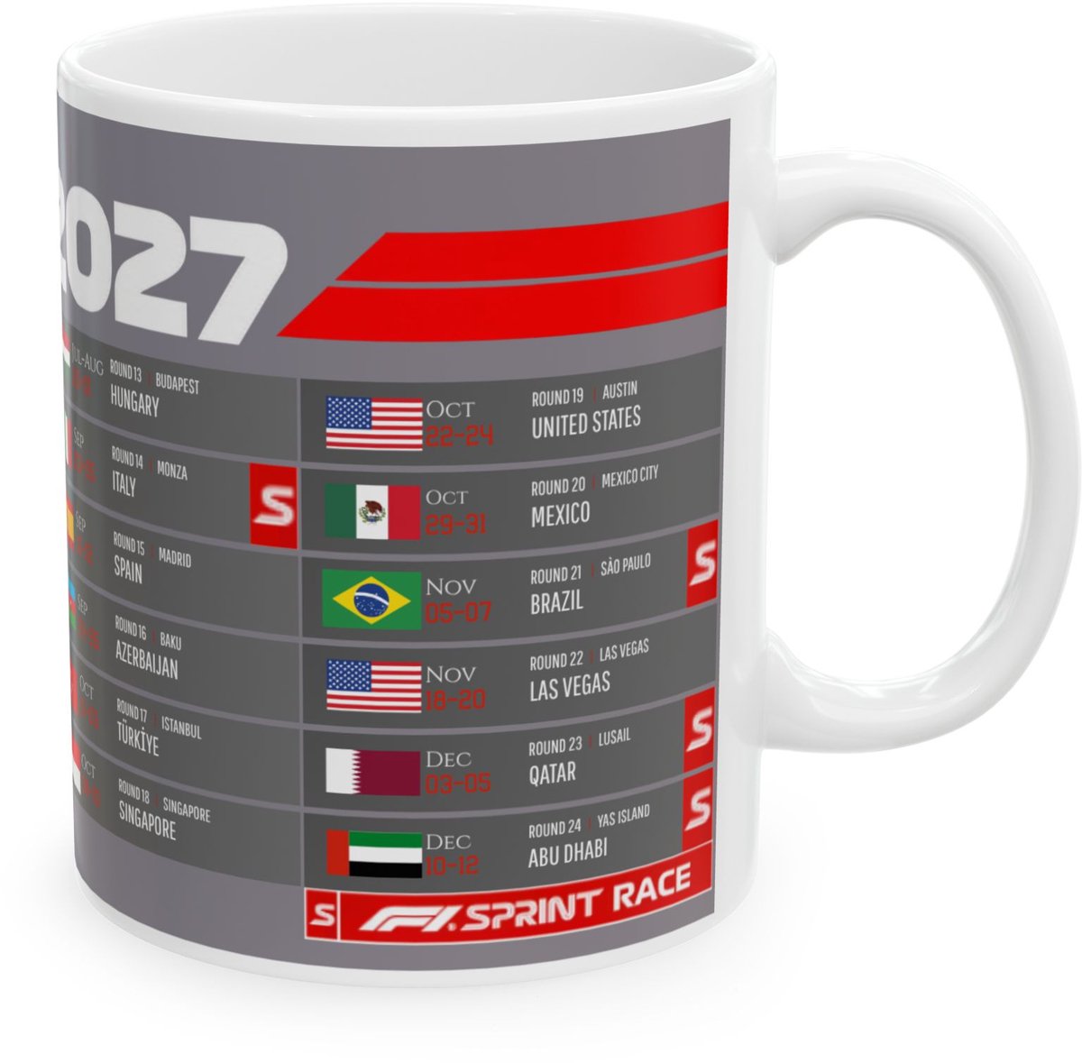 Plot-Twister - Formule 1 2027 - Kalender - Mok 330 ML - Keramische Mok 330ml Formule 1 2027 Kalender - F1 — cadeau in Cadeau-ideeën - foto 2