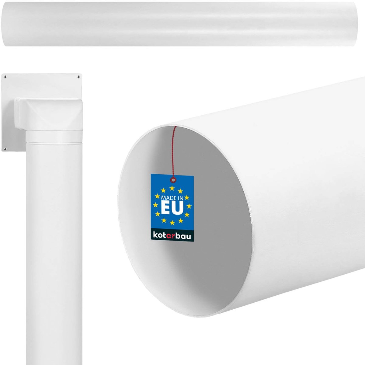 KOTARBAU® Ventilatiebuis Ø 125 mm - Rond Ventilatiekanaal 100 cm - PVC Ronde Ventilatiebuis - Luchtkanaal voor Ventilatiesysteem - Wit