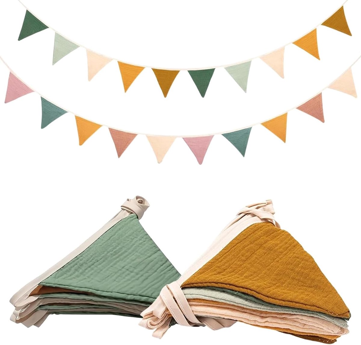 VINEST 2 Pieces Children's Room Bunting 2.3 m 100% Cotton Fabric Baby Room Soft Garland Children's Room Decoration for - ShopVlot