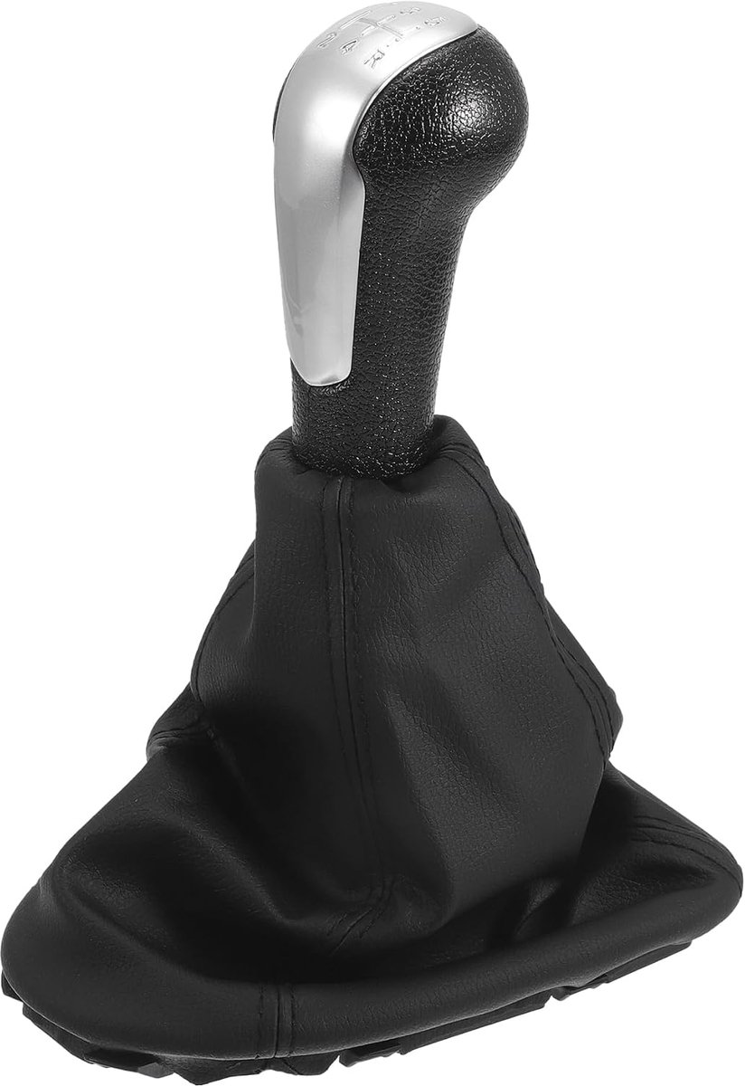 Manual 5-Speed Shift Knob with Cover for Chevrolet Spark, Silver Shift Knob, Plastic and Faux Leather, Pack of 1 - ShopVlot