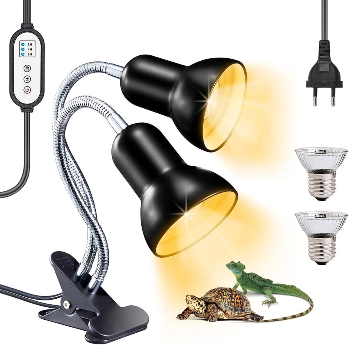 Turtle Heating Lamp E27 Terrarium Heating Lamp with Timer Function and Temperature Control UVA Lamp UVB Lamp Earth - ShopVlot