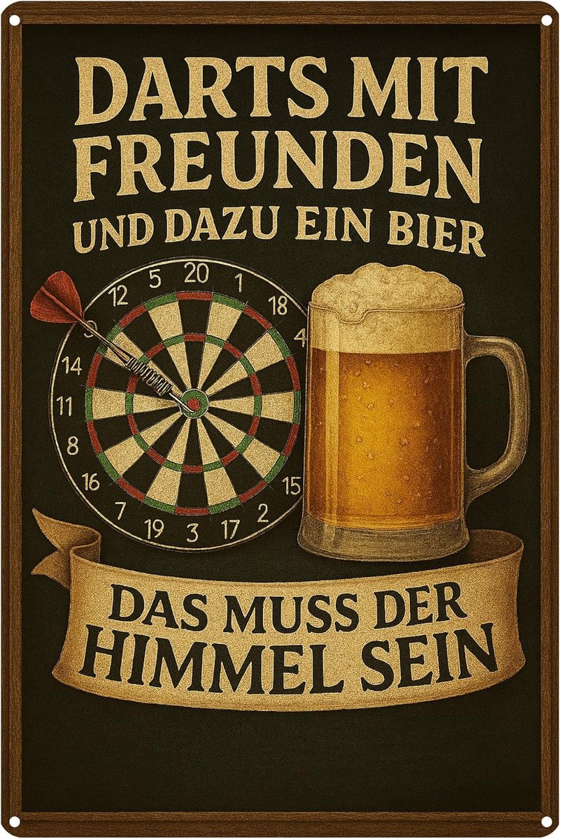 Darts with friends and a beer - darts - dart board - metal sign - 20 x 30 cm - ShopVlot