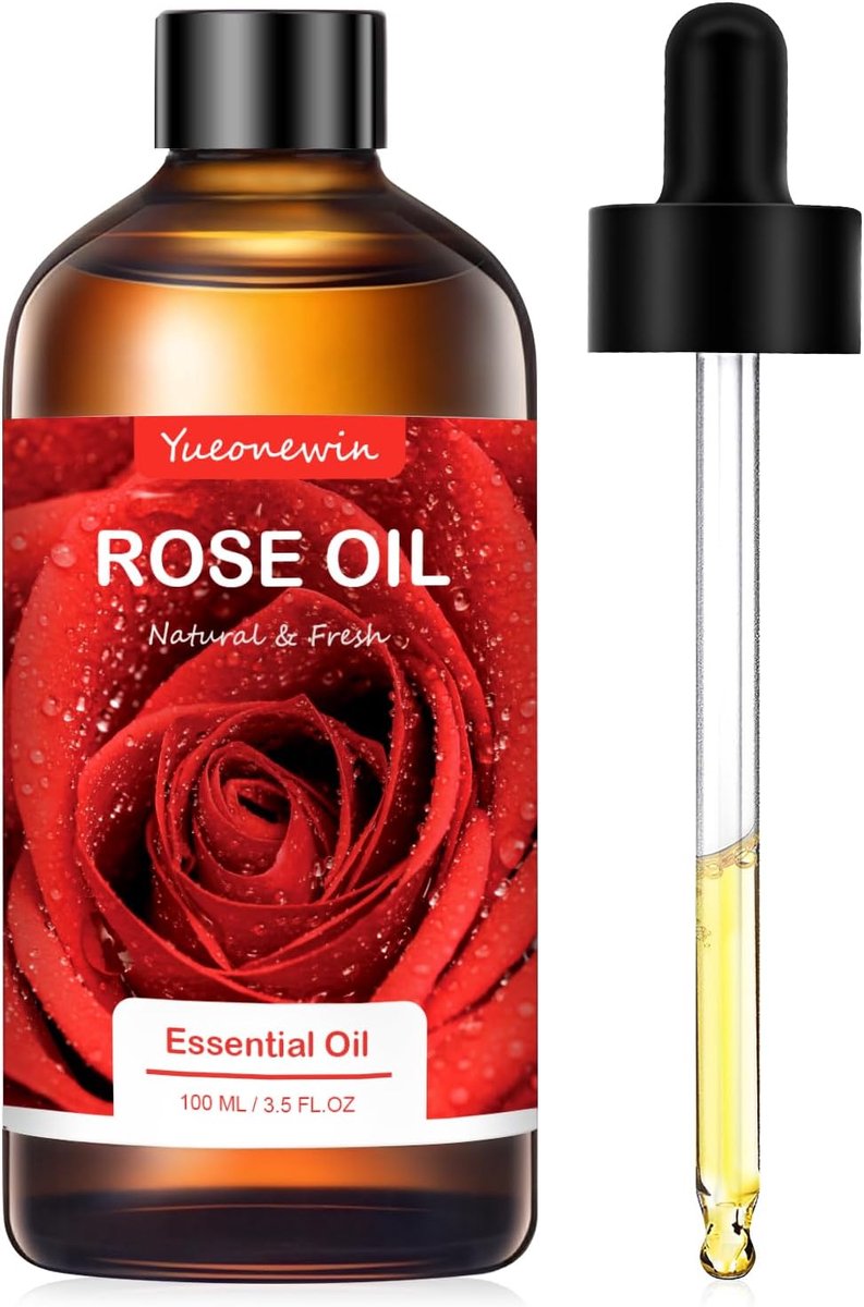 SnelShoppen - Rozenolie 100ml - Pure Rozen Essentiële Olie voor Diffuser - Aromatherapie Geurolie voor Massage, DIY Zeep en Kaarsen - Ontspanning en C