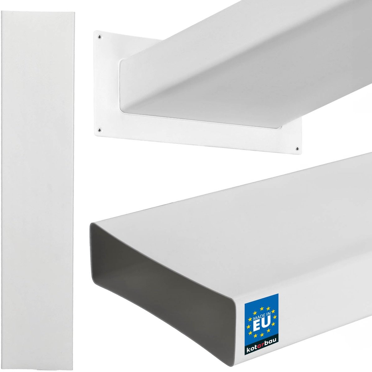 KOTARBAU® Plat Kanaal - Vlakkanaal 204 x 60 mm - Plat Luchtkanaal 100 cm Rechthoekig Ventilatiekanaal - Plat Kanaal - Ventilatiekanaal - Ventilatiebuis - Kabelgoot voor Kabels - Wit