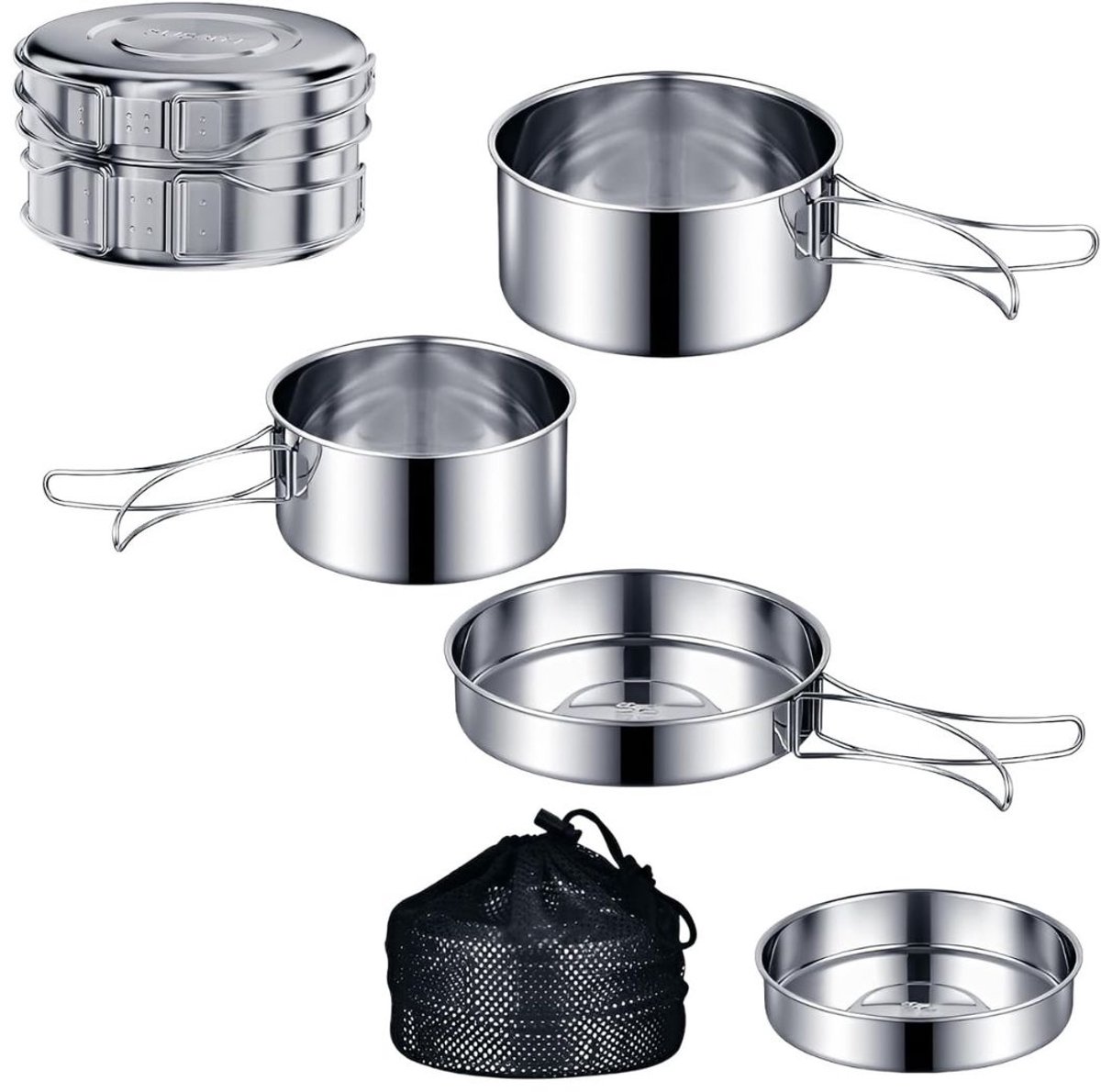DailySupplies® Pannenset - Kookpotten - Camping Kookgerei-Zilver