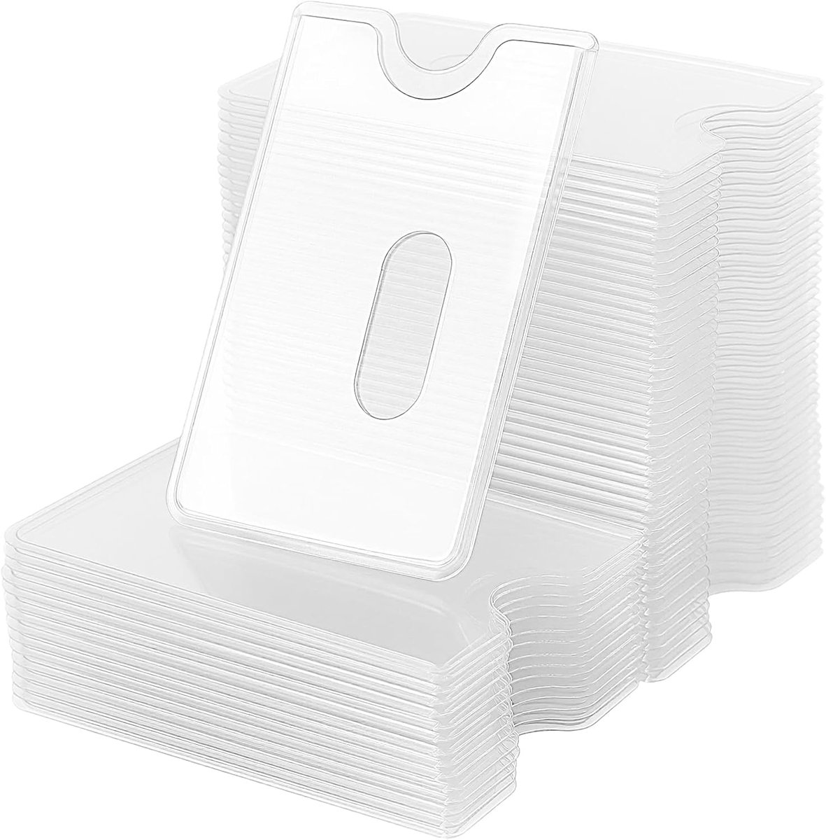 60 stuks kaarthoes voor creditcards, hard plastic, 5,8 x 9,1 cm, transparante creditcardhoes, ID-hoes voor - ShopVlot
