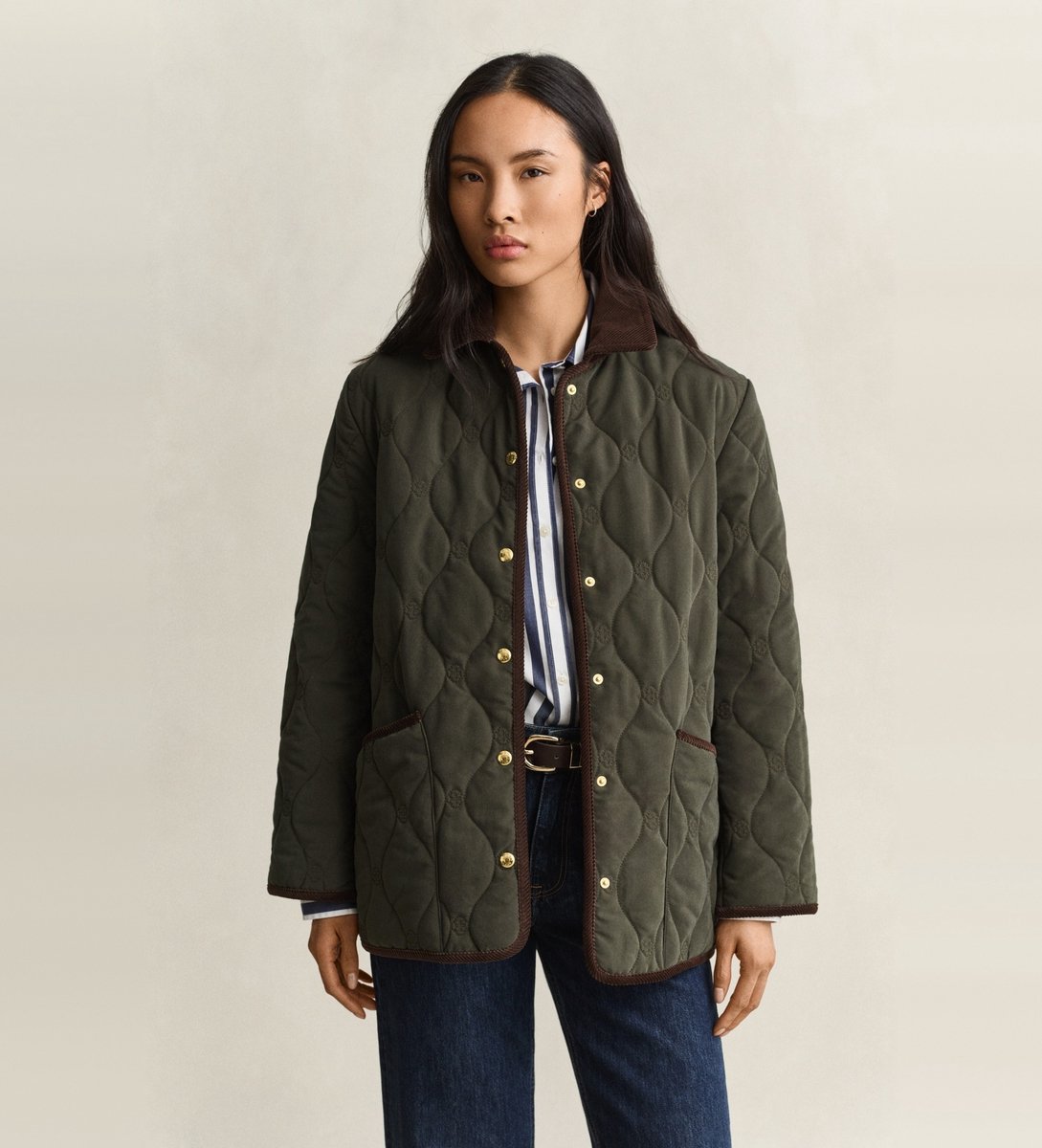 Gant Gewatteerde jas met groen monogram