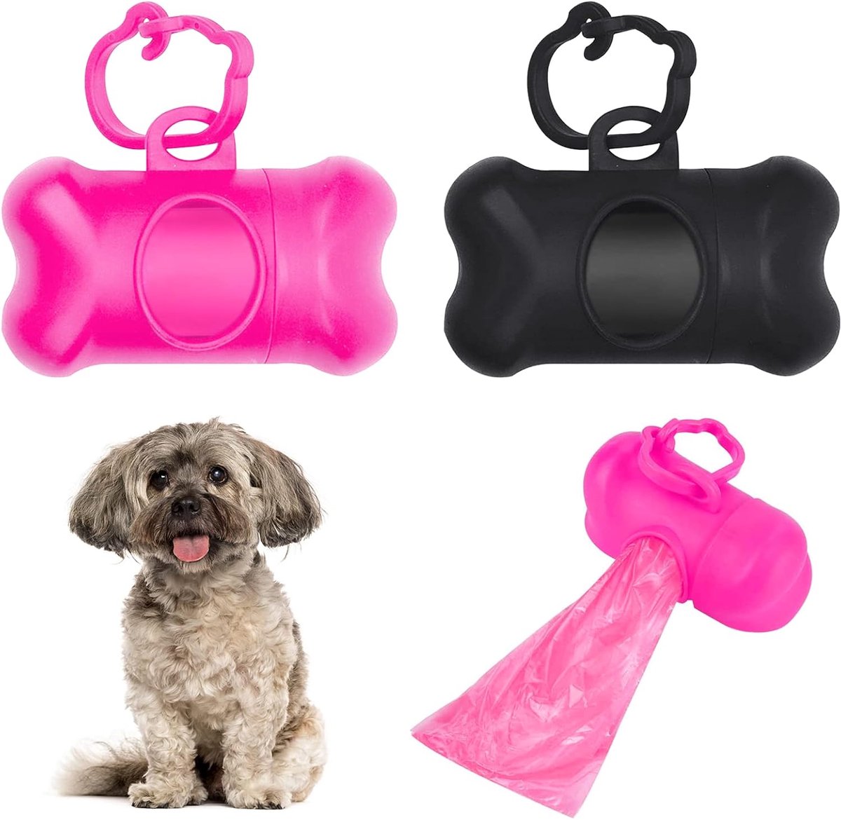 2 Dog Poop Bags Dispenser Bone Shaped Poop Bag Dispenser Pet Waste Removal Bag Dispenser 1 Roll for Dog Poop Bags - ShopVlot