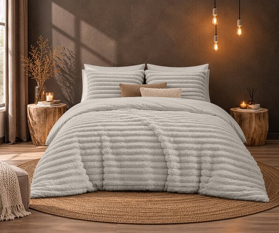 Dekbedovertrek Teddy Rib Softline - Zand - Dekbedovertrek 240x200cm - 100% Teddy Rib - Lits Jumeaux dekbedovertrekken - 240x200cm - Teddy Dekbedovertrek - Fluffy Dekbedovertrek - Effen Dekbedovertrek — afbeelding 3