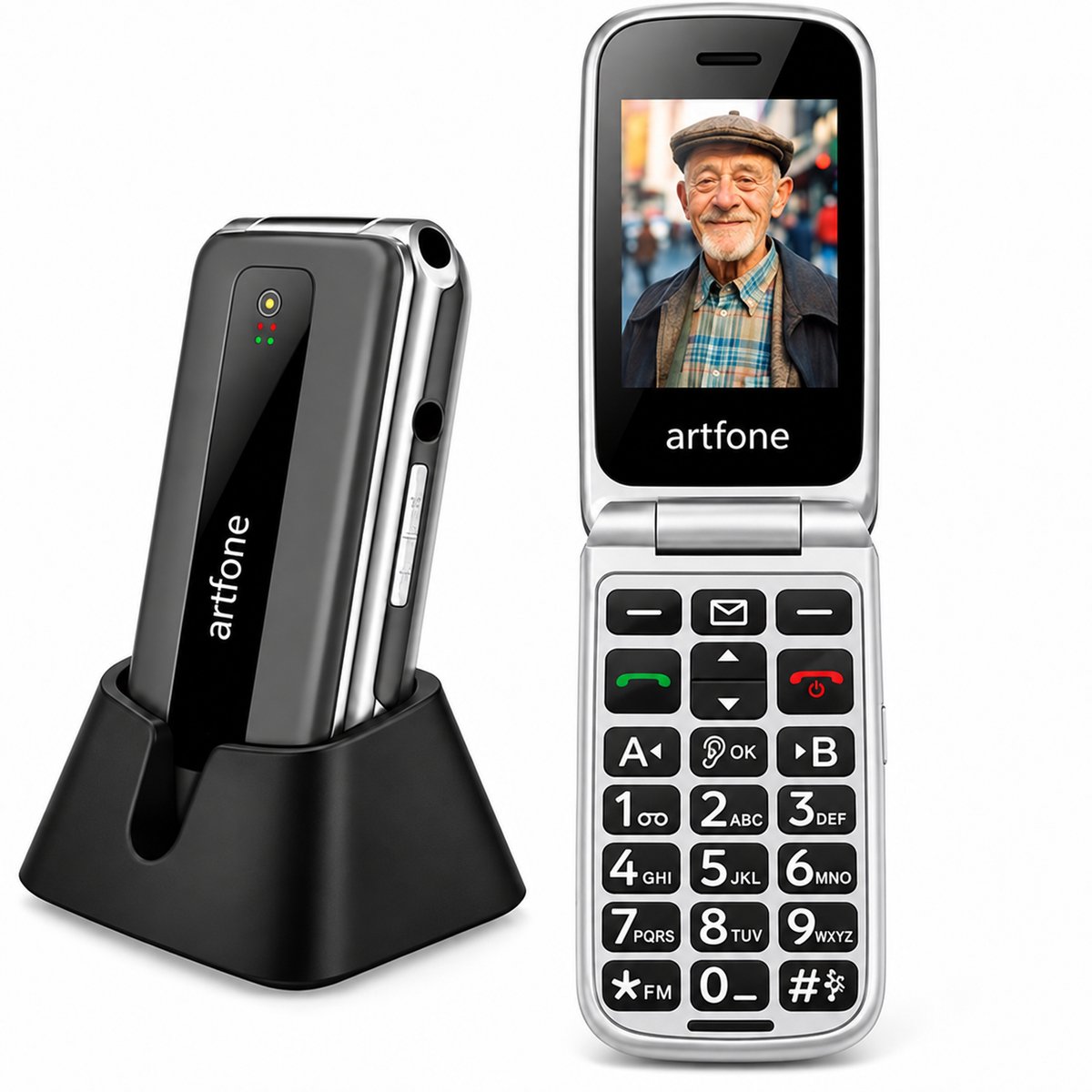 Artfone F30 Senioren Telefoon 4G - Grote Toetsen - SOS Noodknop - USB-C - GSM Dumbphone - Grijs