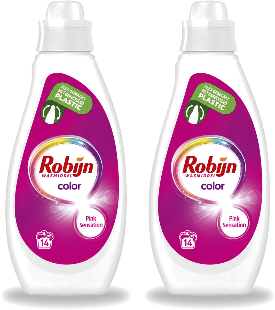 2 x Robijn - Color - Vloeibaar Wasmiddel - Pink Sensation - 14 Wasbeurten - 700 ml - Voordeelverpakking - 2 stuks