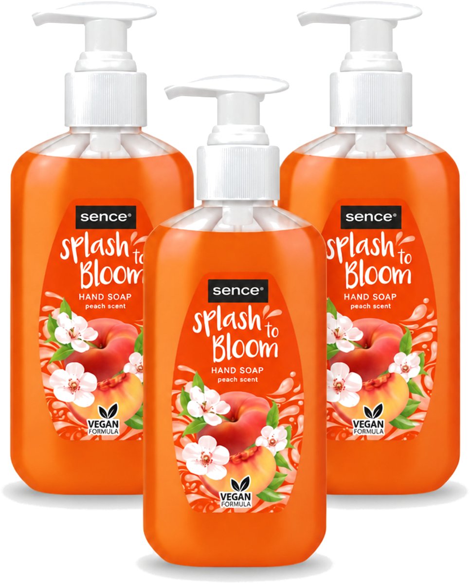 3 x Sence – Handzeep – Splash To Bloom Peach – 500 ml - Voordeelverpakking - 3 stuks