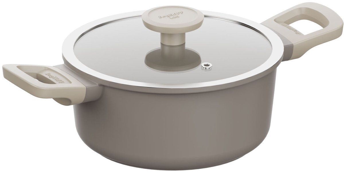 LEO Kookpot met deksel antikleef Dune - Ø 18cm - Beige - PFAS-vrij