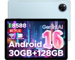 DOOGEE Tab A9 Pro+ - Tablet - 30GB RAM (6GB+24GB) - 128GB ROM(TB/TF)- 11Inth 90Hz HD+ - 8580mAh - Android 16 - Unisoc T7200 - Dual Speakers - Blauw