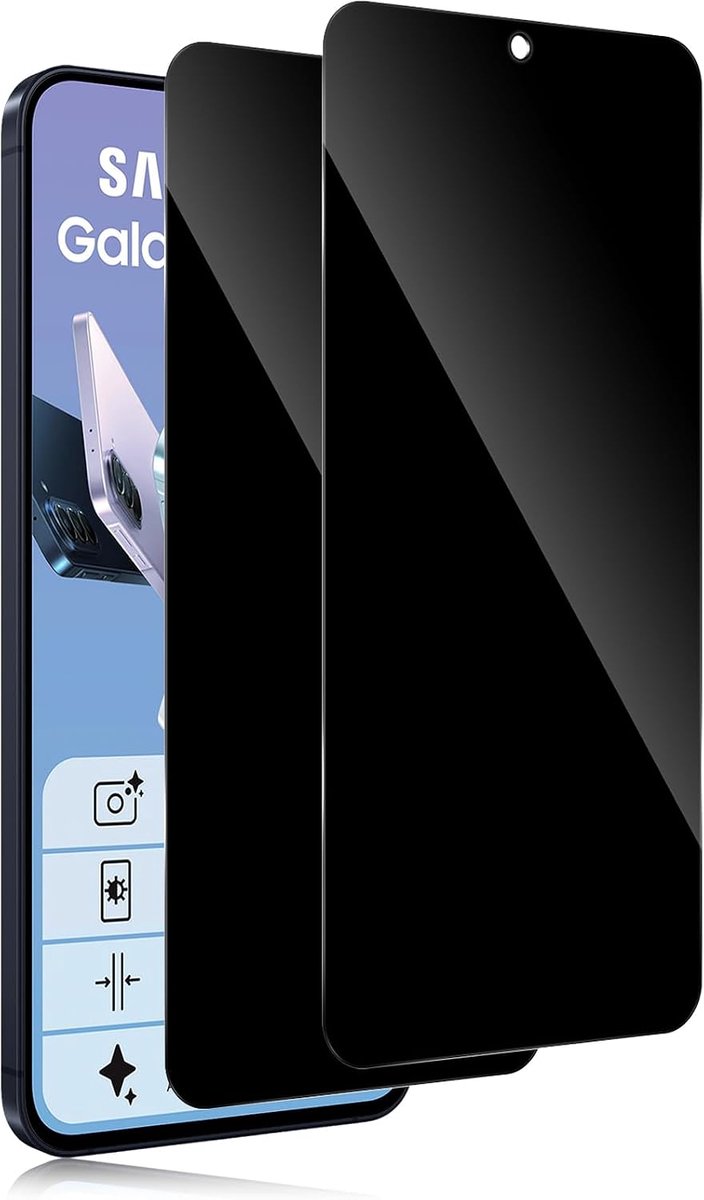 Screenprotector voor Samsung Galaxy A57 5G, anti-spy gehard glas, anti-vingerafdruk, hardheidsgraad 9H, privacybescherming, 2 stuks