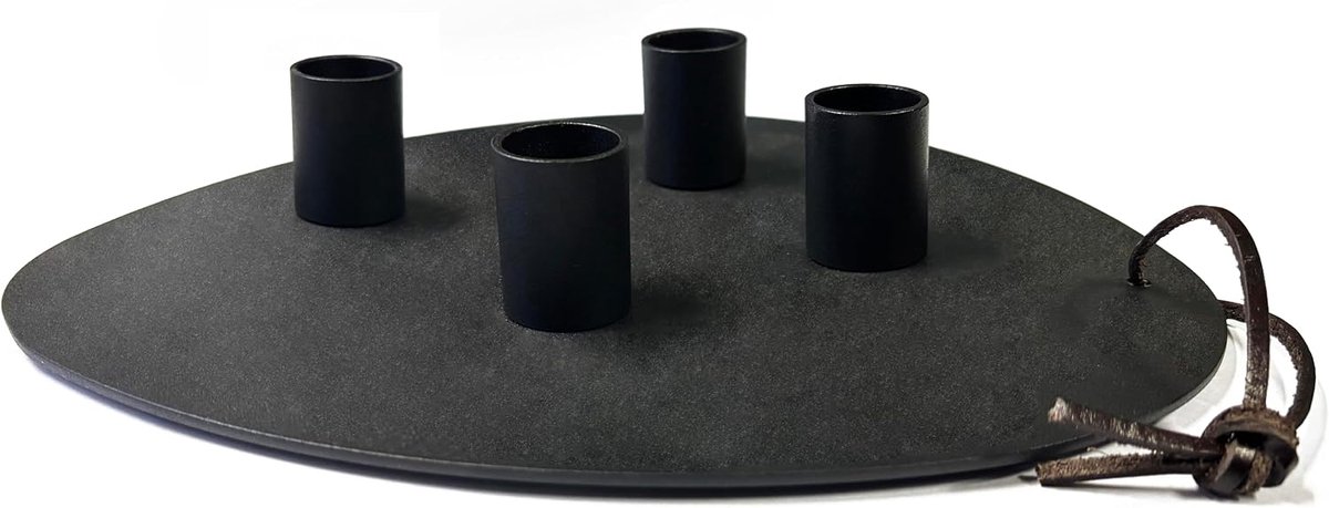 Kandelaar Set 4 Magnetische Kaarsenhouders Metaal Advent zwart