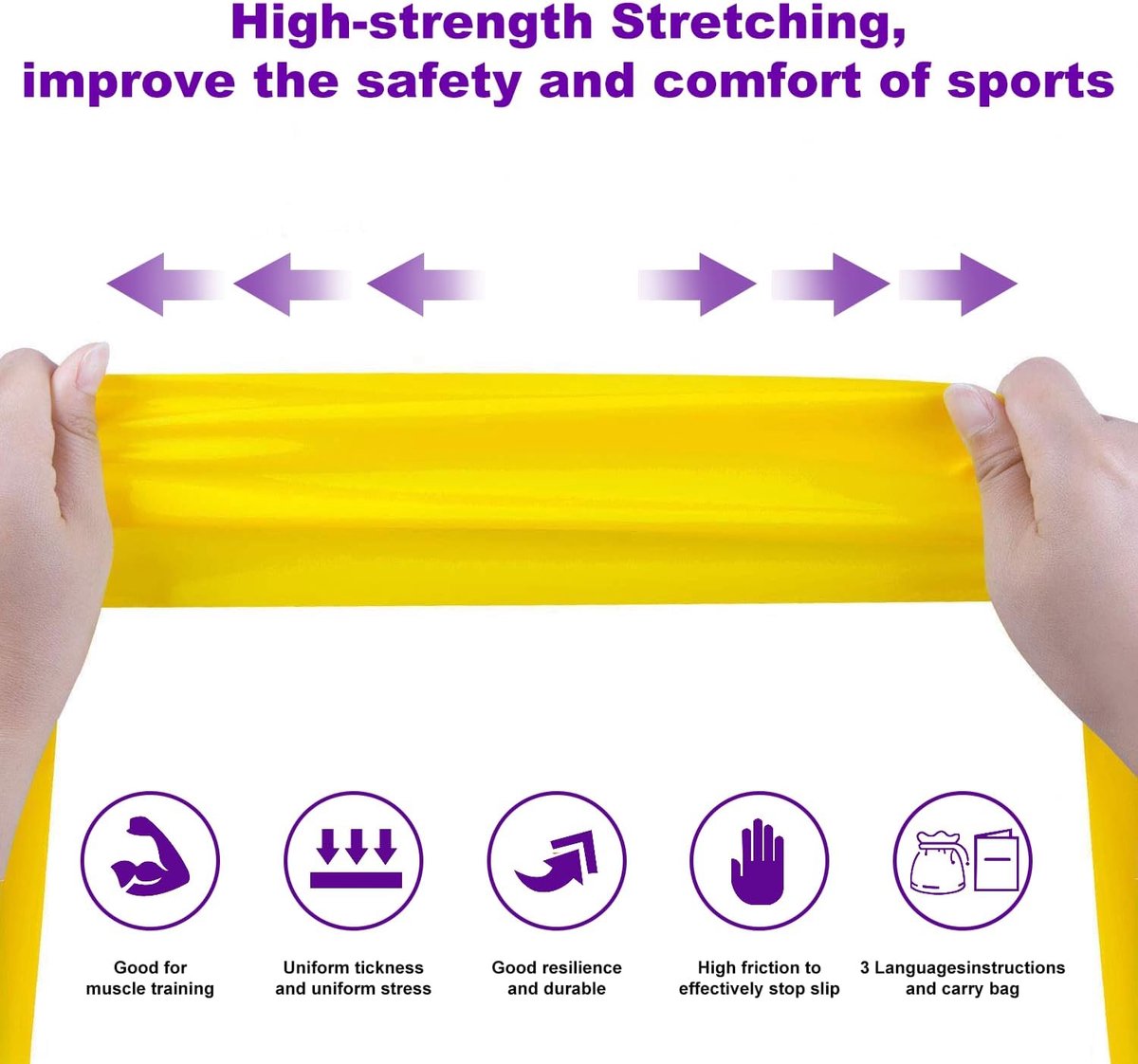 Fitnessbanden, elastische fitnessbanden, fysiotherapie, yoga, pilates, rugstretching, spieropbouw, thuis, sportschool 1,8 - 2,0 m