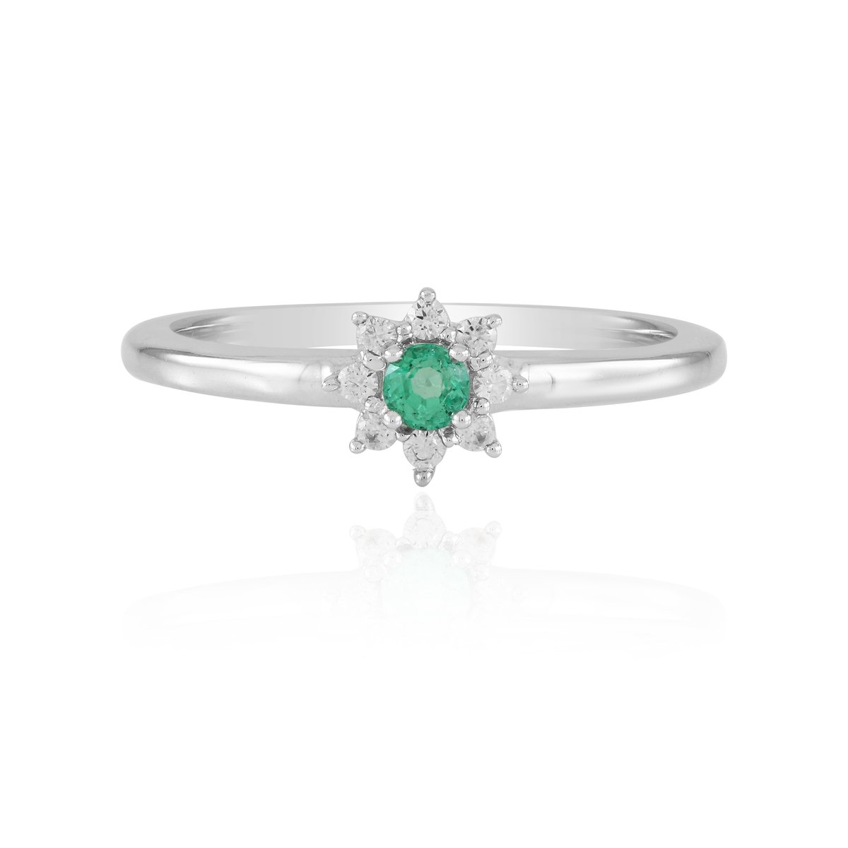 Cavill - Elegante Zilveren Ring 925 Sterling met Colombiaanse Smaragd 0,065 ct Rond Prong Zirkonia - Tijdloze Damesring Groen Edelsteen