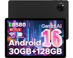 DOOGEE Tab A9 Pro+ - Tablet - 30GB RAM (6GB+24GB) - 128GB ROM(TB/TF)- 11Inth 90Hz HD+ - 8580mAh - Android 16 - Unisoc T7200 - Dual Speakers - Zwart