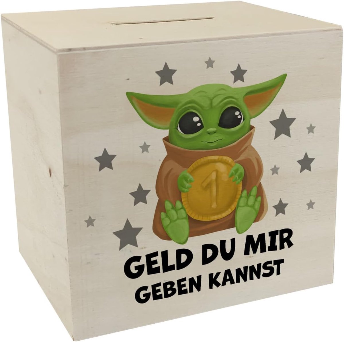 Spaarpot in de vorm van een baby-alien met de spreuk "Money you can give me" Leuke spaarpot in de vorm van een baby-alien - Decoratie voor de kinderkamer