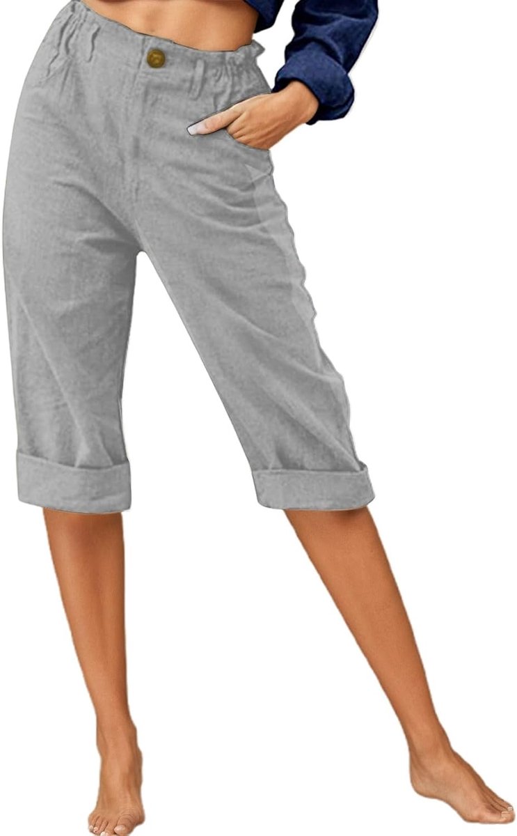 Damesbroek met hoge taille, cargo, joggen, palazzo, katoen, elastische taille, zacht, elegant, rekbaar, kantoor, yoga, elastische riem, zacht, lente, A48