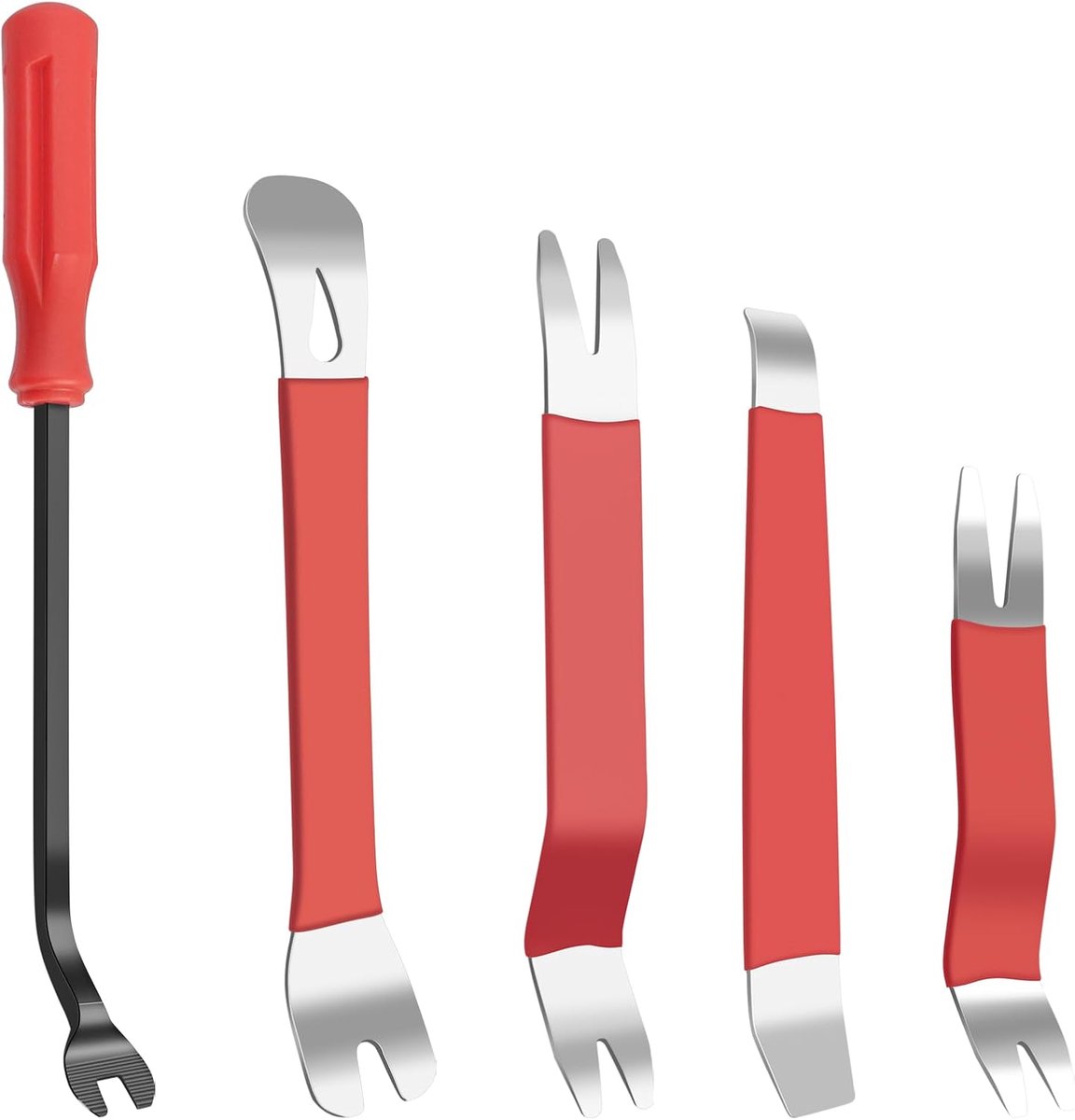 5 stuks auto trim verwijdering tool set, metalen auto wrikken tool kit voor auto radio deur automotive panel audio dashboard - rood