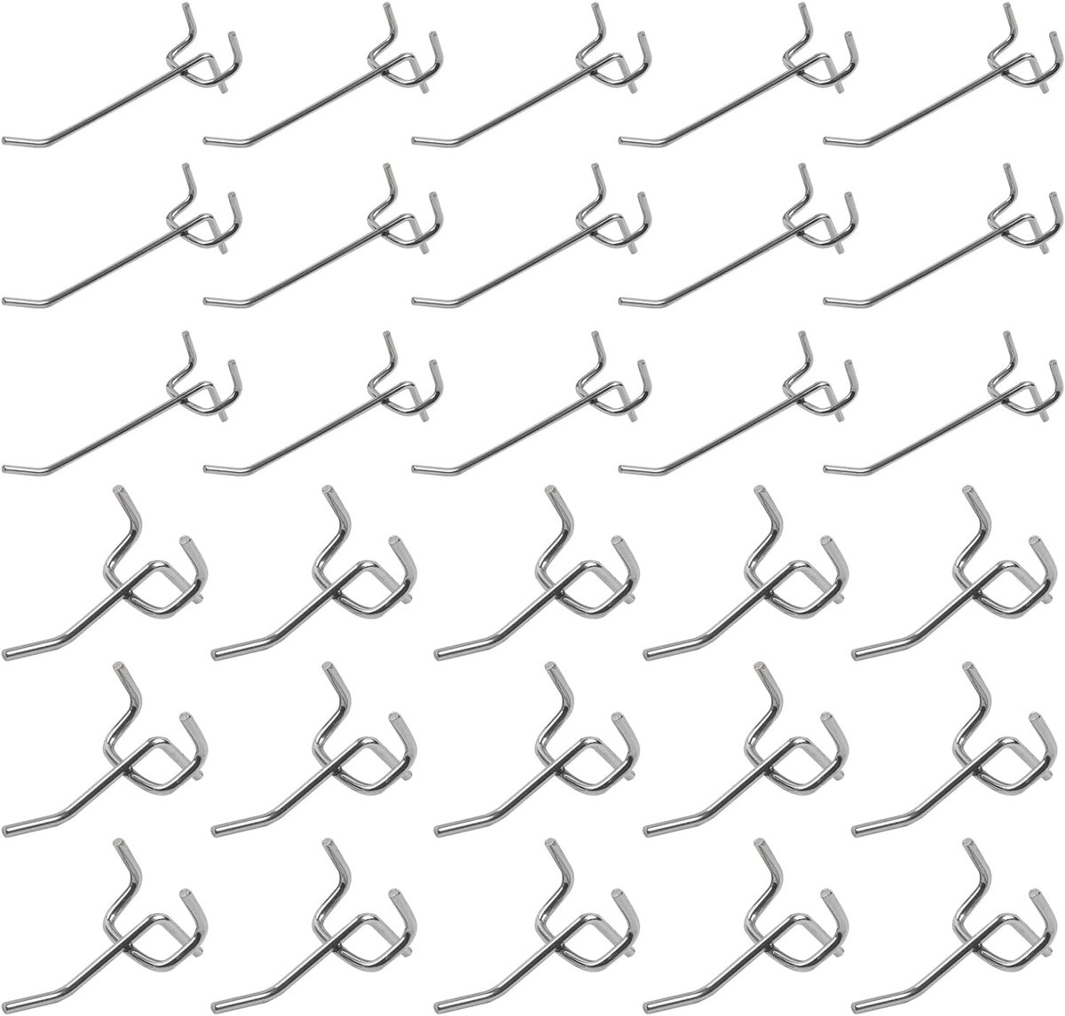60 stuks pegboardhaken, 30 stuks 10 cm / 3,9 inch, 30 stuks 5 cm / 1,96 inch, metalen geperforeerde bordhaken, zwaar gebruik geschikte ophangaccessoires voor pegboard, voor winkel, supermarkt