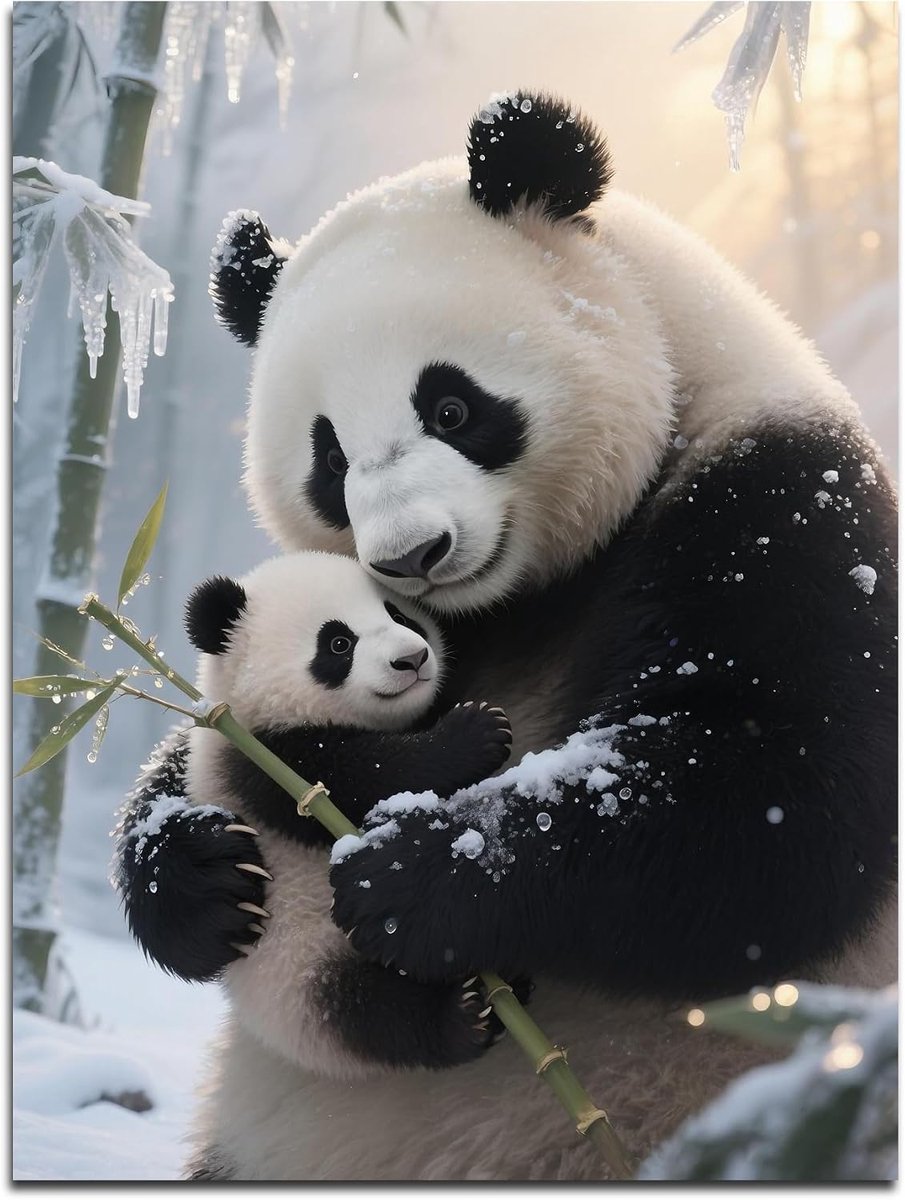 Diamond Art Kit voor Volwassenen Beginner 5D Panda Schilderen Craft 1 Stuk Wall Art voor Woonkamer Slaapkamer (30 x 40 cm)