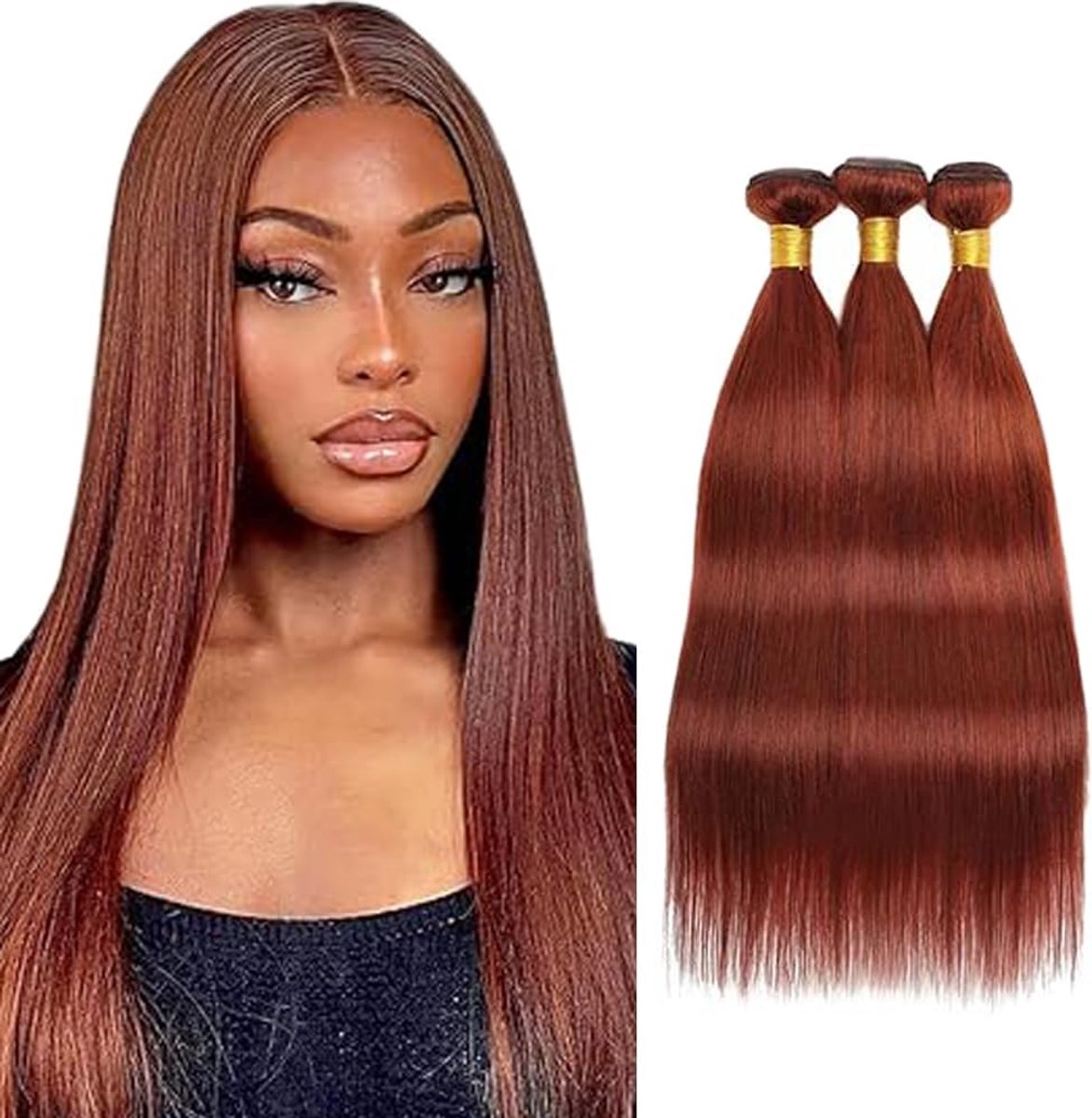 Bundles Human Hair ExtensionsUitbreiding Cheveux Naturel Perruque Vrouw Unprocessed Brazilian Virgin Hair Weave #33 Reddish Brown 3 Bundles Total 300g 24 24 24 Inch