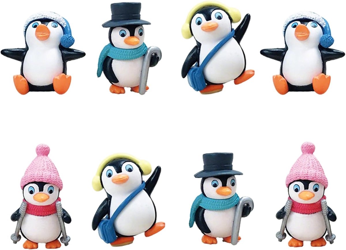 Miniatuur Pinguïn Figuren 8-delig - Realistische Decoratie - Duurzaam en Weerbestendig - Perfect voor DIY Projecten - ShopVlot