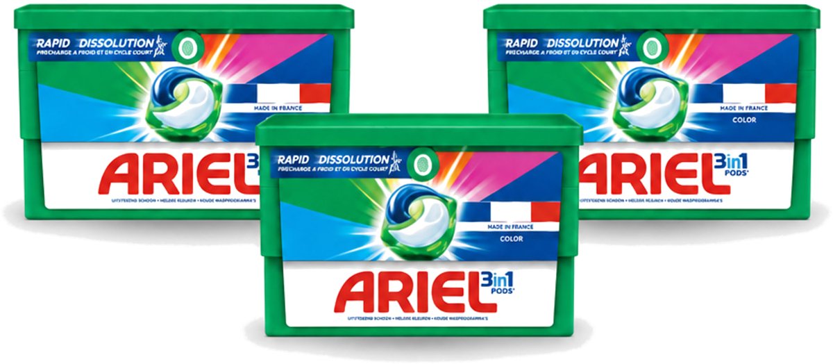 3 x Ariel Color - Wasmiddelcapsules - 3in1 Pods - Gekleurde Was - 19 Wasbeurten - Voordeelverpakking - 3 stuks