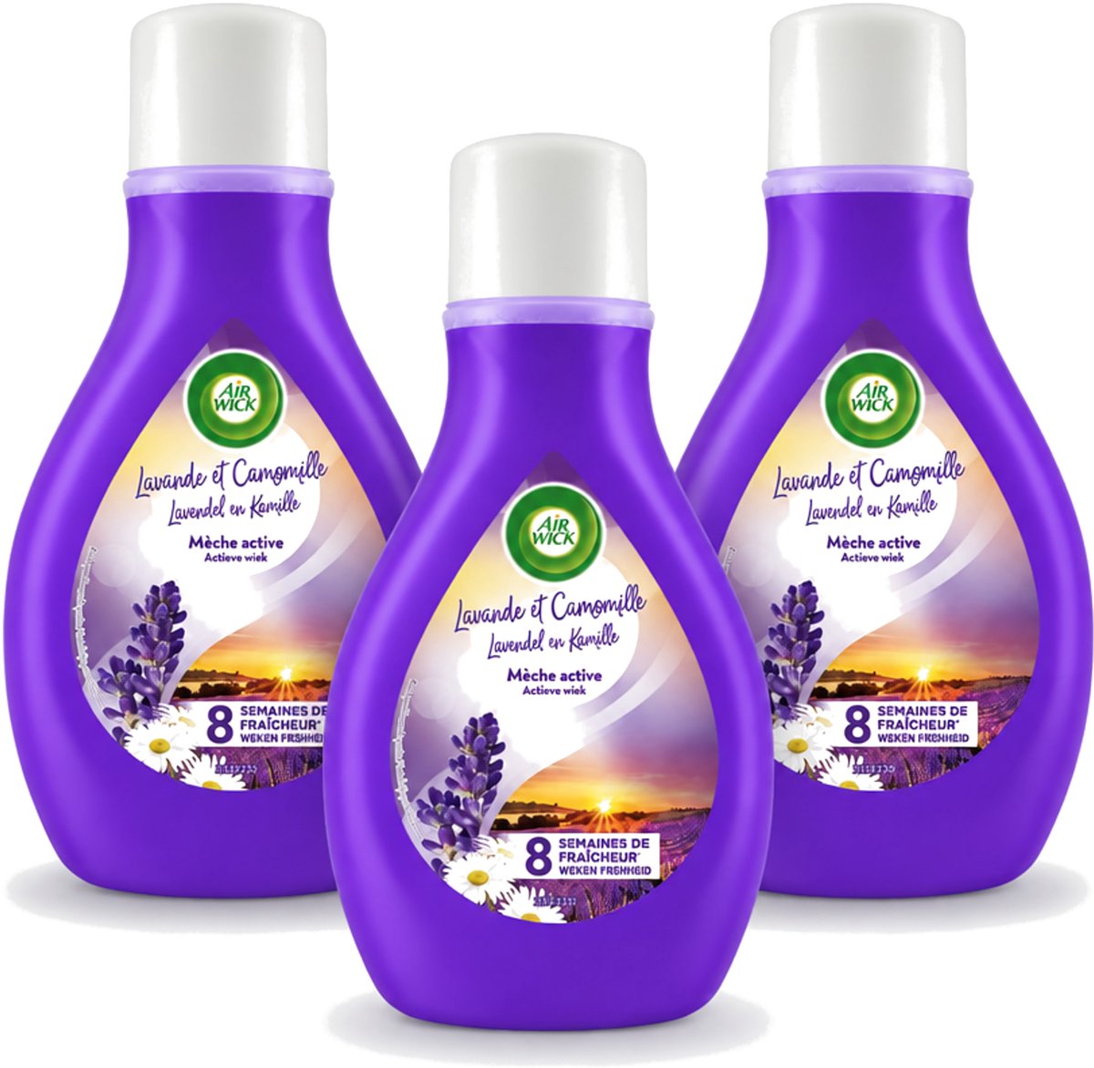 3 x Air Wick - Actieve Wiek Luchtverfrisser - Lavendel & Kamille - 375ml - Bulkverpakking - 3 stuks