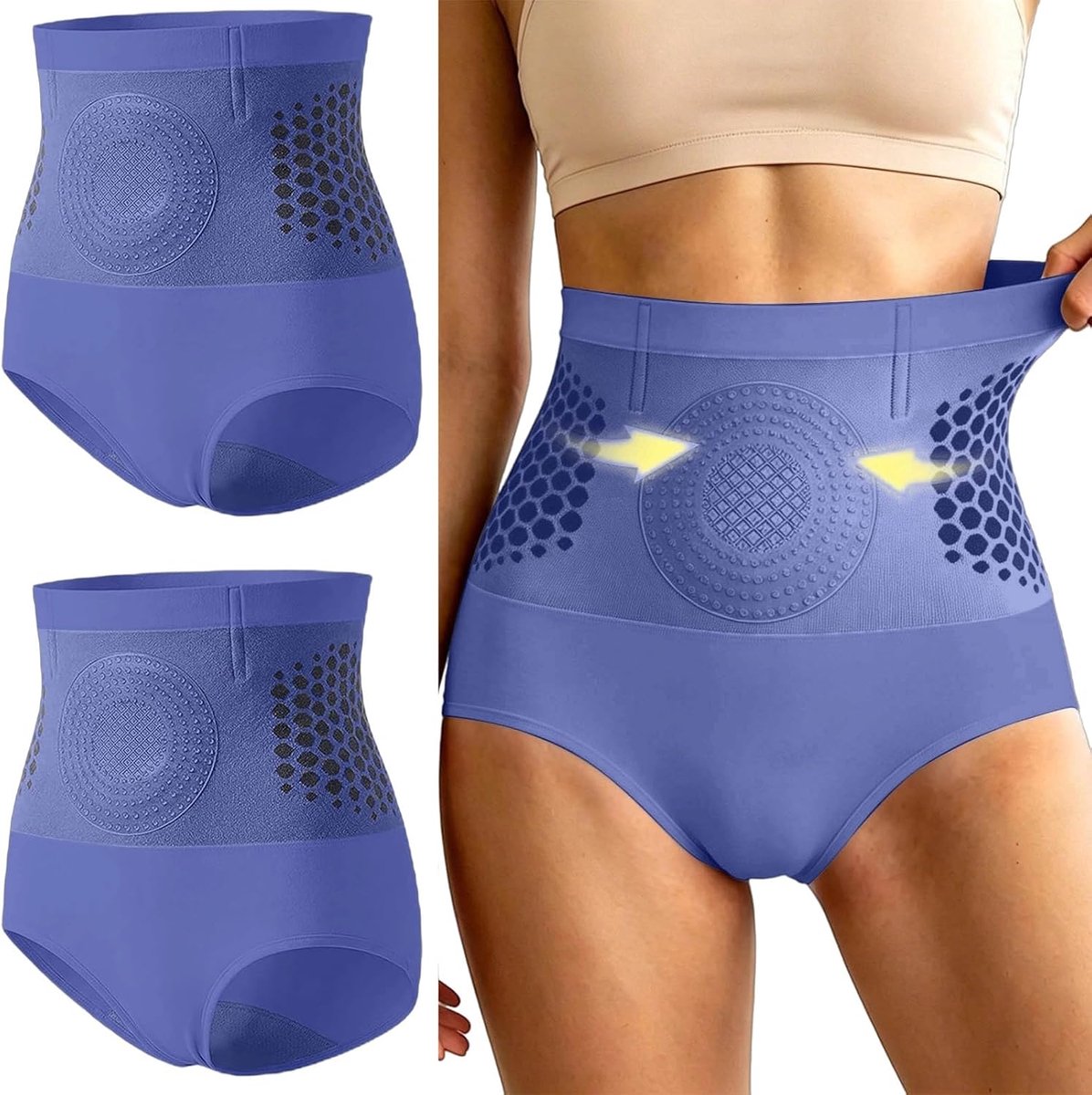 Shapewear slip met hoge taille, buikcontrole en elastische band.