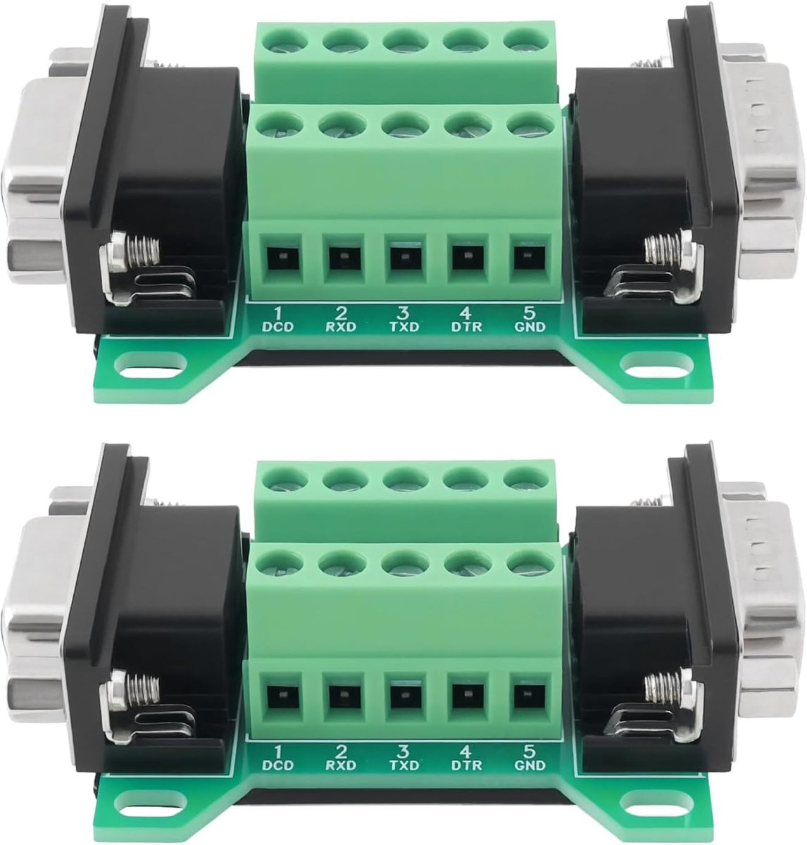 DB9 breakout board - 2Pcs Male naar Female - RS232 D-Sub 9-pins - Eenvoudig aansluiting maken - ShopVlot