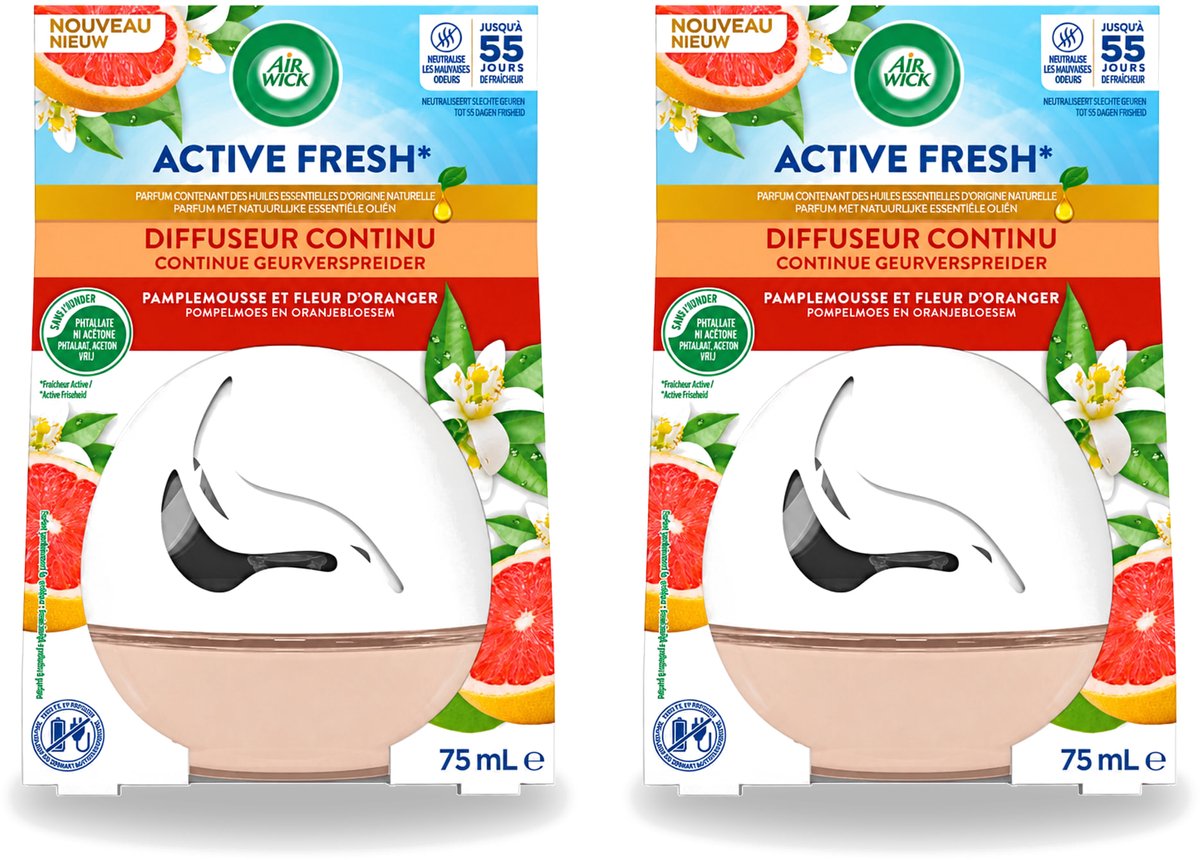 2 x Air Wick Decosphere - Luchtverfrisser - Grapefruit & Oranjebloessem - 75g - Voordeelverpakking - 2 stuks