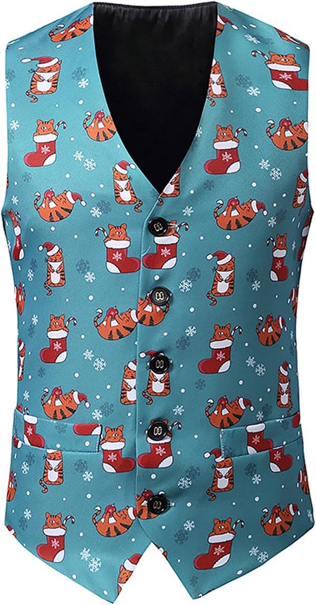 Winterpak voor heren en herfstvest met knoopsluiting, casual kersttanktops voor heren