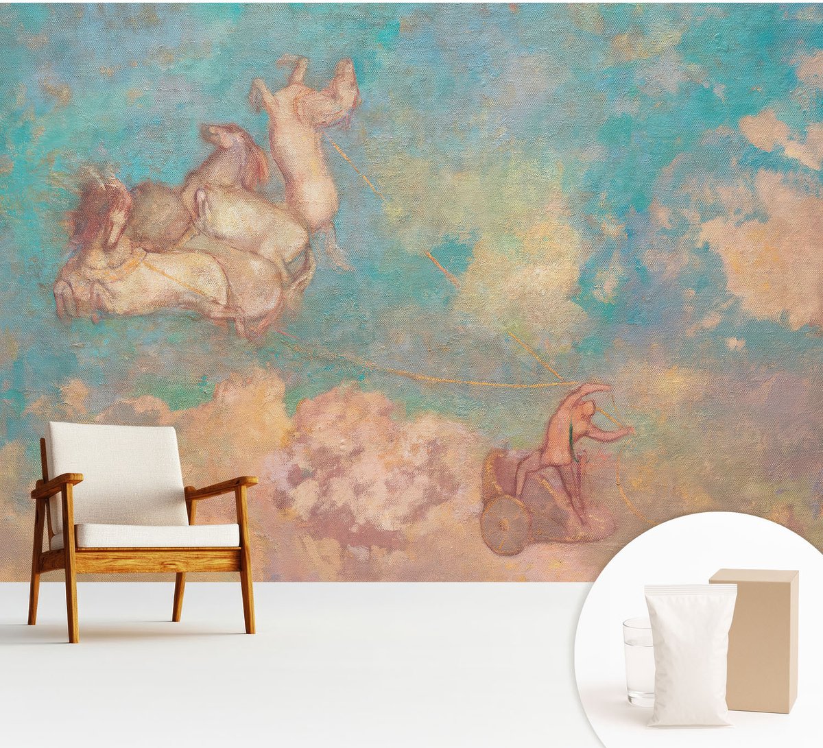 Wallfluent Fotobehang - Blauw Vliesbehang - 312x219 cm - Hemelse Pegasi Muurschildering - Gang behang Deel - Fotobehang Vlies - Slaapkamer behang