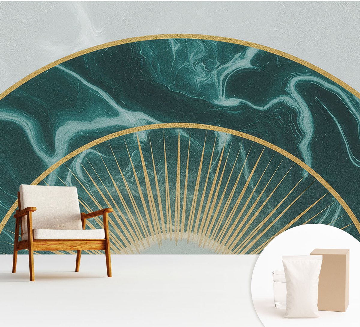 Wallfluent Fotobehang - Grijs Vliesbehang - 312x219 cm - Elegant Marmer Muurschildering - Gang behang Abstractie - Fotobehang Vlies - Slaapkamer behang