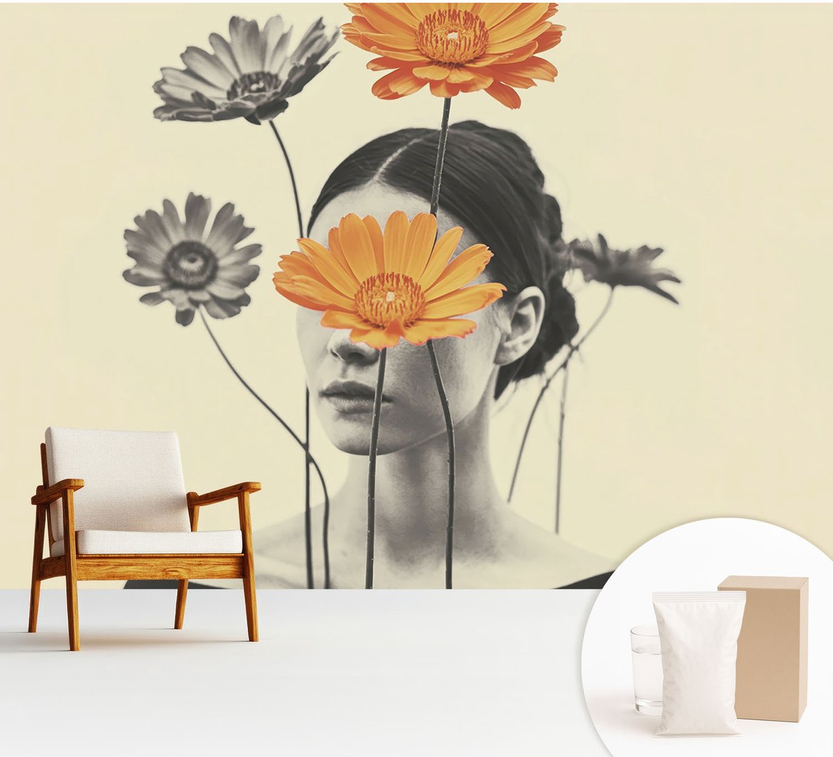 Wallfluent Fotobehang - Wit Vliesbehang - 312x219 cm - Surrealistische Visie Muurschildering - Gang behang Mensen - Fotobehang Vlies - Slaapkamer behang