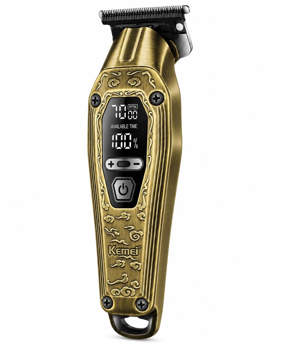 Kemei KM-1575 Professionele Tondeuse - Draadloos Oplaadbaar - Baard & Haar Trimmer - Goud