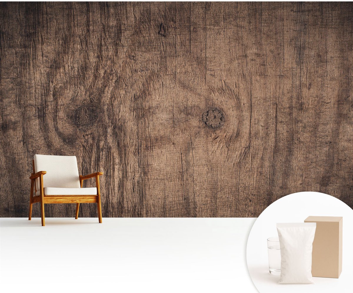 Wallfluent Fotobehang - Bruin Vliesbehang - 416x254 cm - Rustiek Hout Muurschildering - Gang behang Texturen - Fotobehang Vlies - Slaapkamer behang