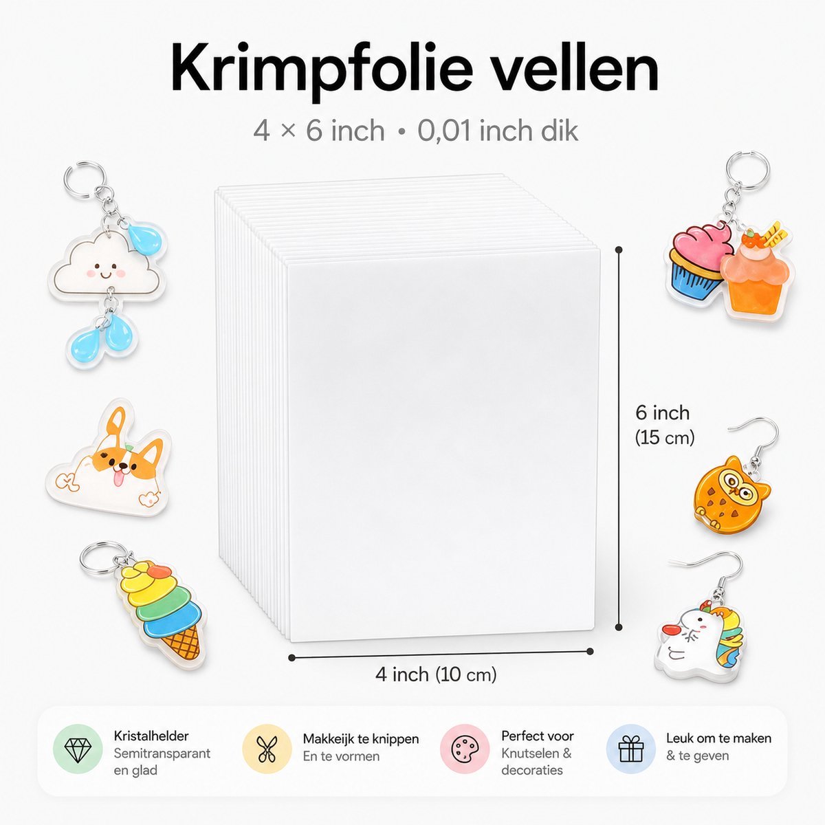 BOTC Krimpfolie set - 164-Delig Krimpie Dinkie Pakket - Krimpfolie Knutselpakketten - Krimpfolie vellen - Knutselen Krimpie Dimpie – Sieraden en sleutelhangers maken — cadeau in Hobby - foto 3