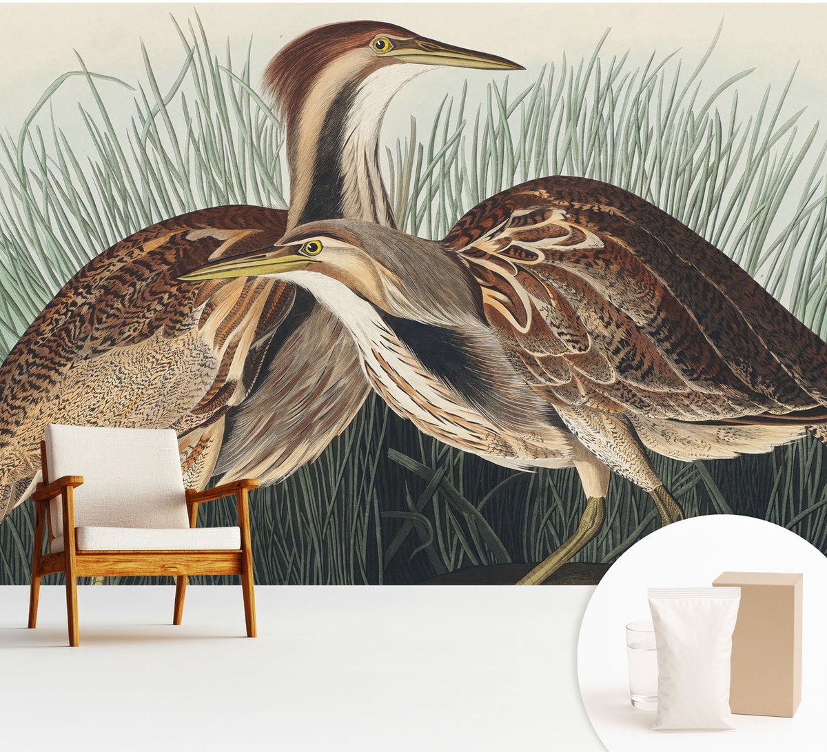 Wallfluent Fotobehang - Bruin Vliesbehang - 312x219 cm - Realistische Vogels Muurschildering - Slaapkamer behang Dieren - Fotobehang Vlies - Slaapkamer behang