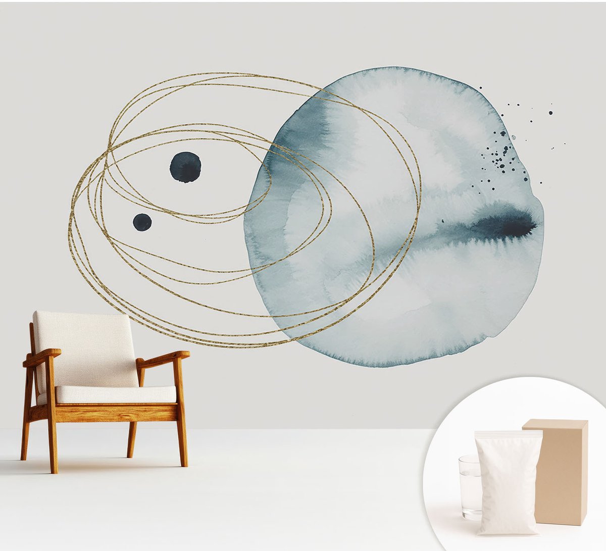Wallfluent Fotobehang - Wit Vliesbehang - 312x219 cm - Abstracte Verbinding Fotobehang Vlies - Hal behang Abstractie - Muurschildering - Woonkamer behang