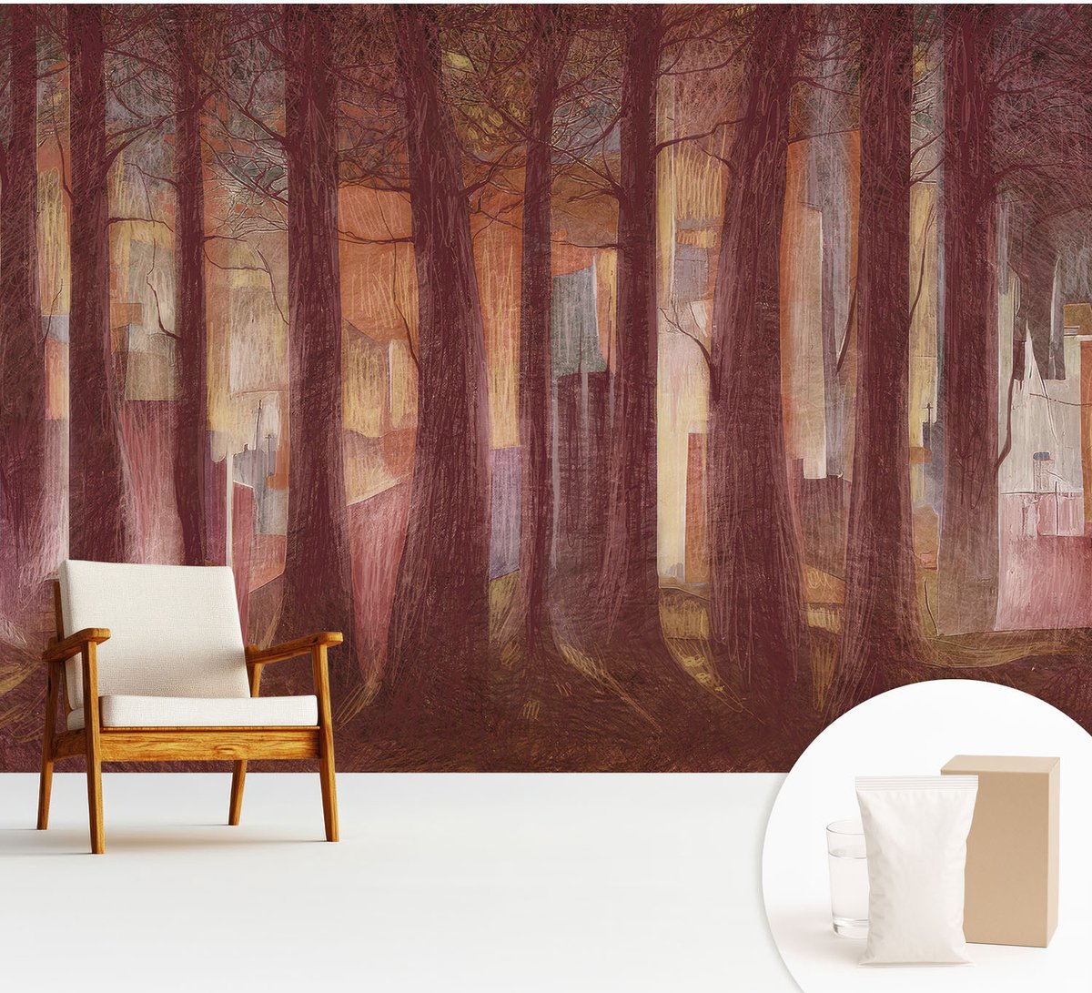Wallfluent Fotobehang - Bruin Vliesbehang - 312x219 cm - Mysterieus Landschap Fotobehang Vlies - Woonkamer behang Landschappen - Muurschildering - Hal behang