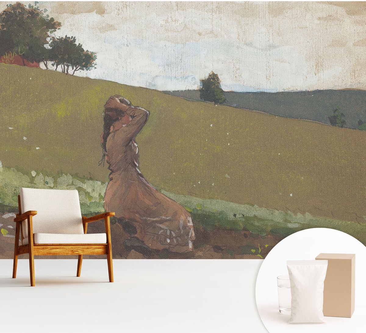Wallfluent Fotobehang - Groente Vliesbehang - 312x219 cm - Een Rustige Scène Muurschildering - Gang behang Landschappen - Fotobehang Vlies - Slaapkamer behang