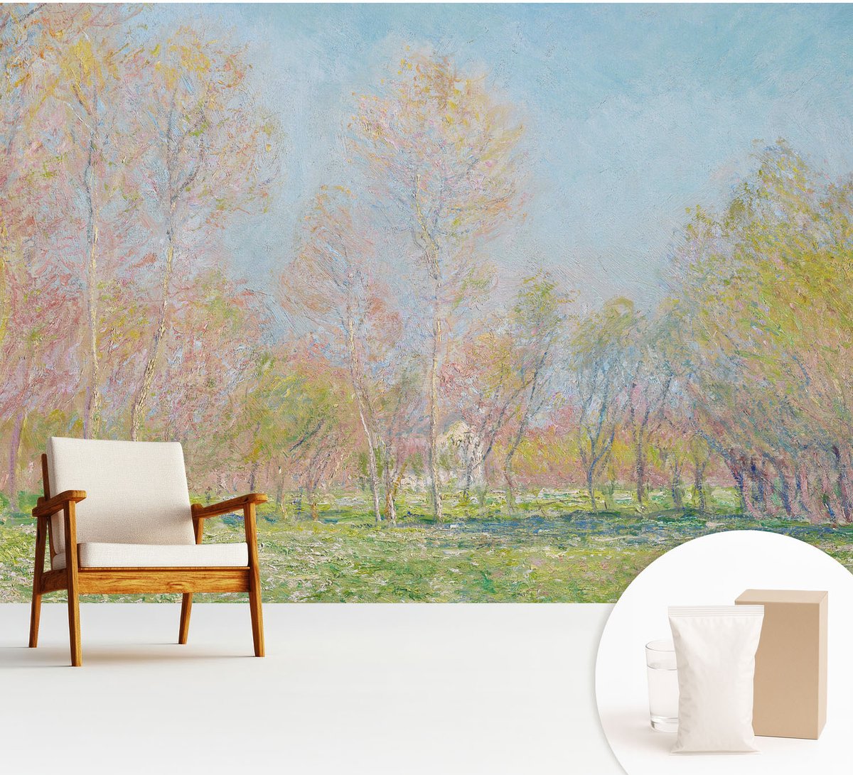 Wallfluent Fotobehang - Blauw Vliesbehang - 312x219 cm - Lentepark Muurschildering - Slaapkamer behang Landschappen - Fotobehang Vlies - Slaapkamer behang