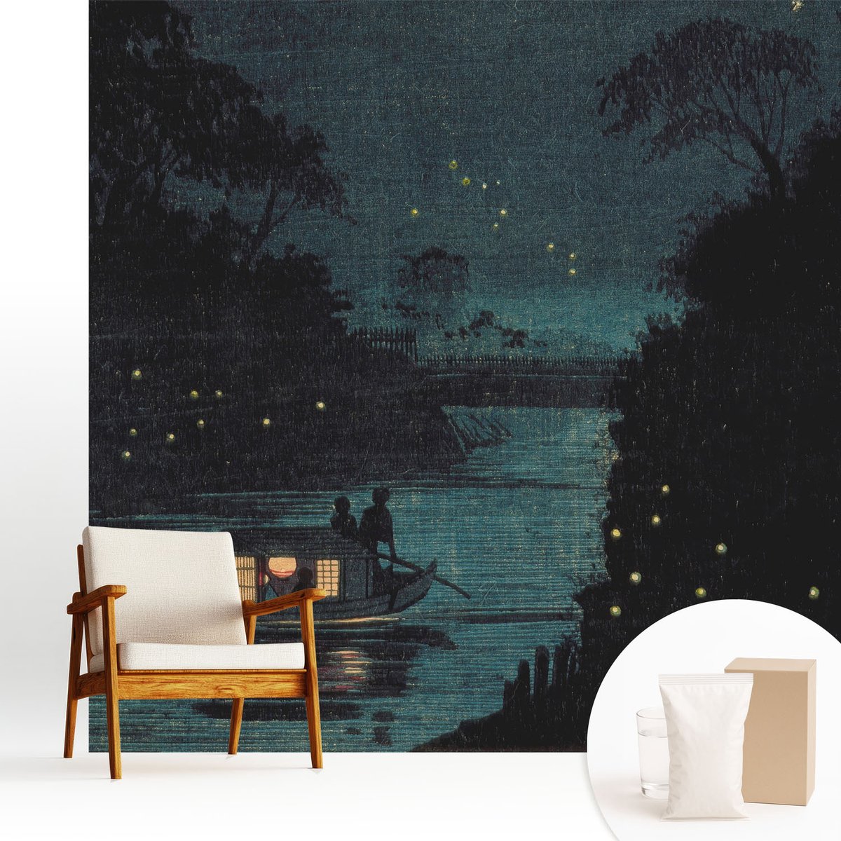 Wallfluent Fotobehang - Marine Vliesbehang - 250x250 cm - Avondlichten Fotobehang Vlies - Woonkamer behang Landschappen - Muurschildering - Hal behang