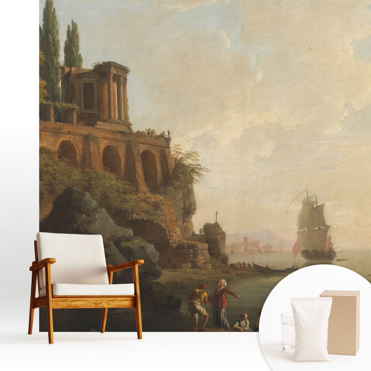 Wallfluent Fotobehang - Bruin Vliesbehang - 250x250 cm - Zeegezicht Muurschildering - Gang behang Landschappen - Fotobehang Vlies - Slaapkamer behang